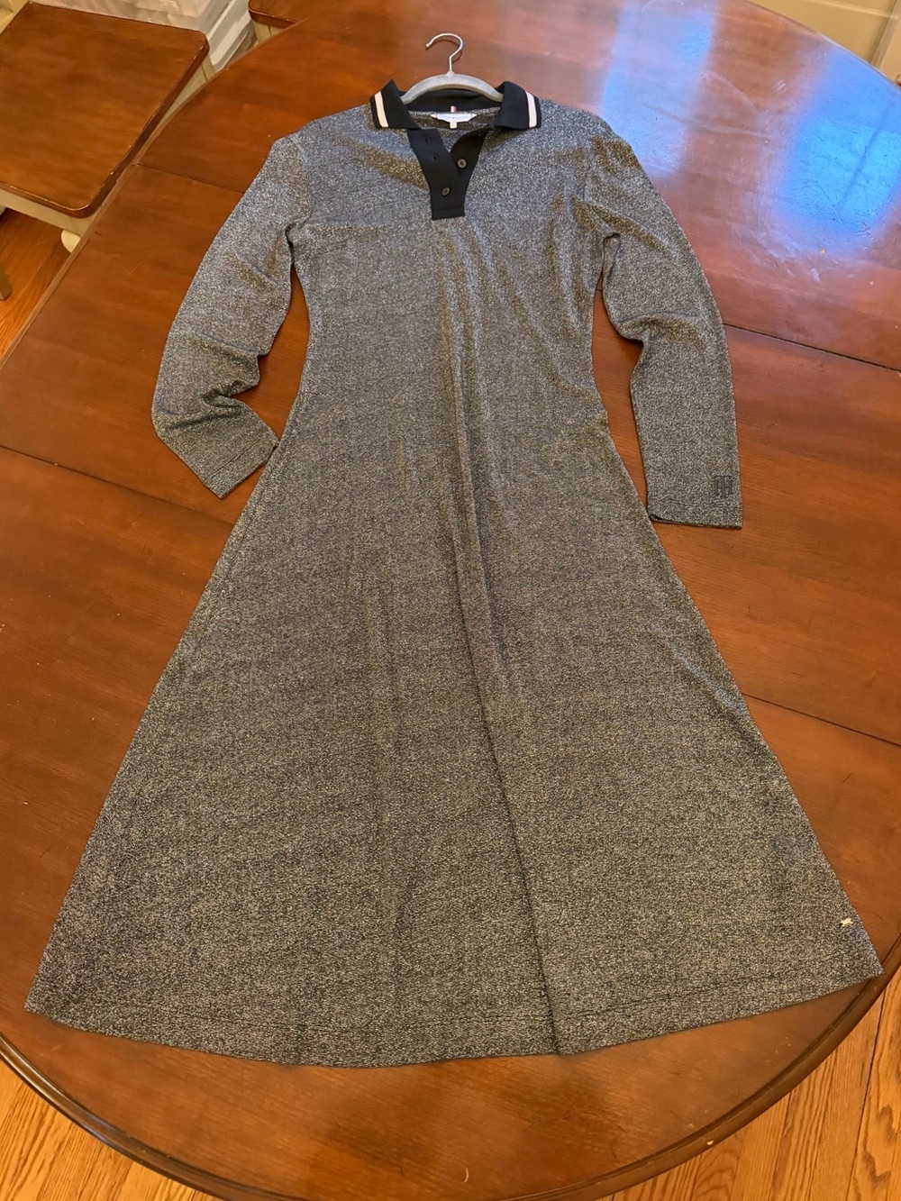 Tommy Hilfiger Shimmer Rib Knit Long Sleeve Midi Dress Size S